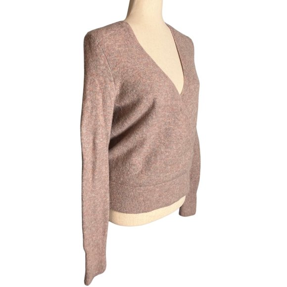 Madewell Light Pink Purple V-Neck Faux Wrap Ballet Sweater Size Small Wool Blend - Picture 2 of 9